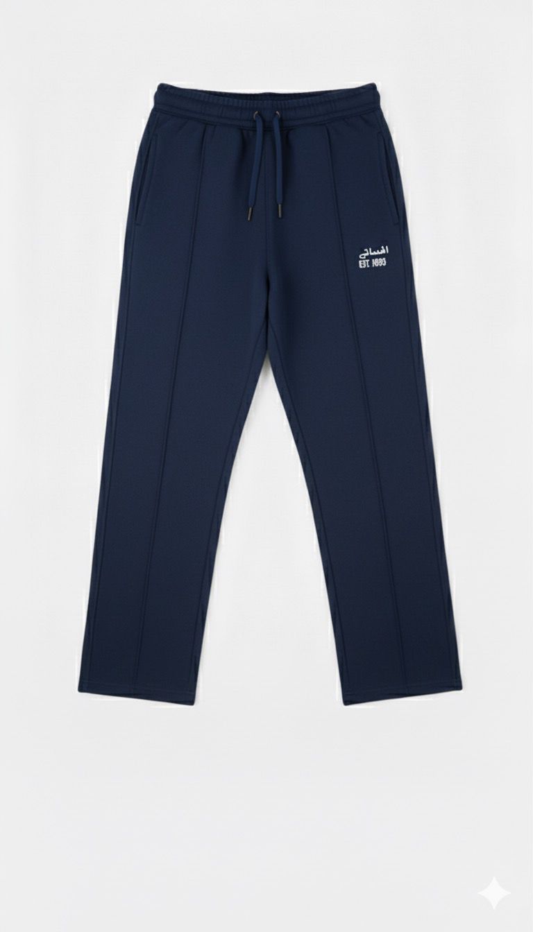 Straight Fit Pleated Bottom Loose Navy Blur Trouser