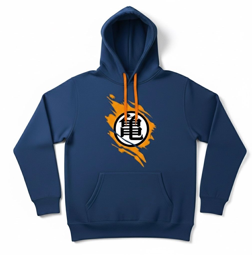 Goku Print Oversized Petroleum Blue Hoodie