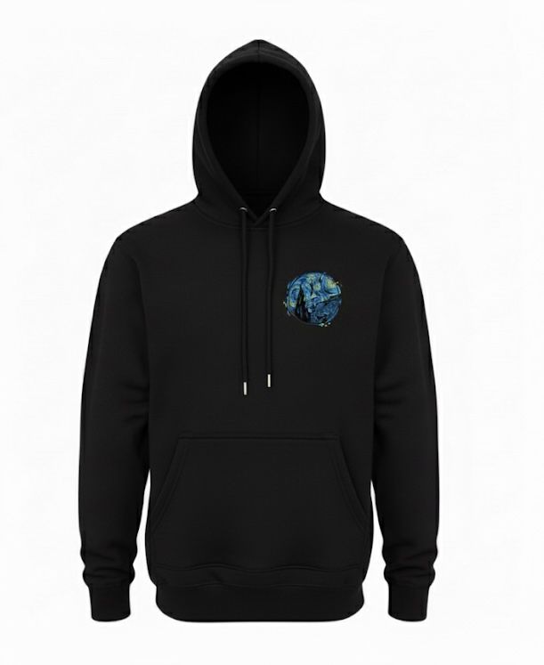 Starry Night Black Oversized Hoodie