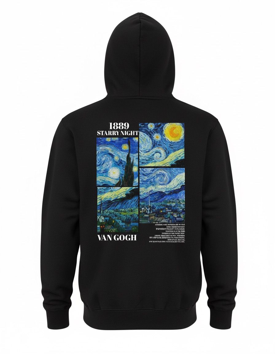 Starry Night Black Oversized Hoodie