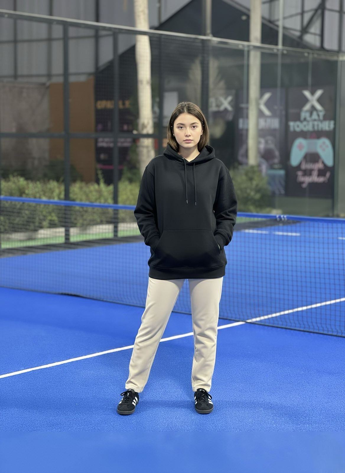 Daisy Print Black Oversized Hoodie