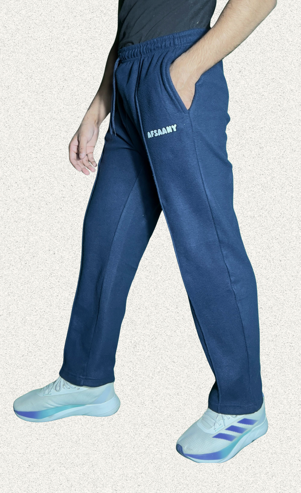 Straight Fit Pleated Navy Blue Trouser