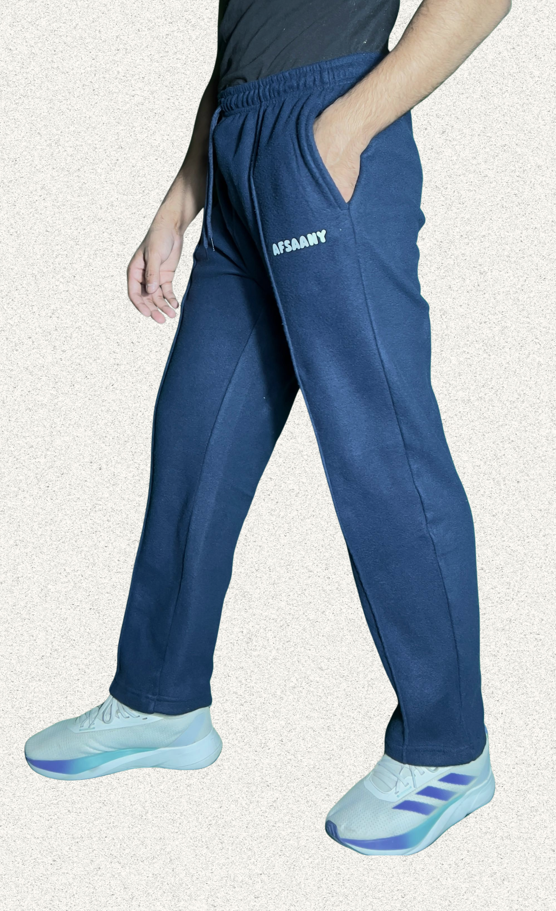 Straight Fit Pleated Navy Blue Trouser