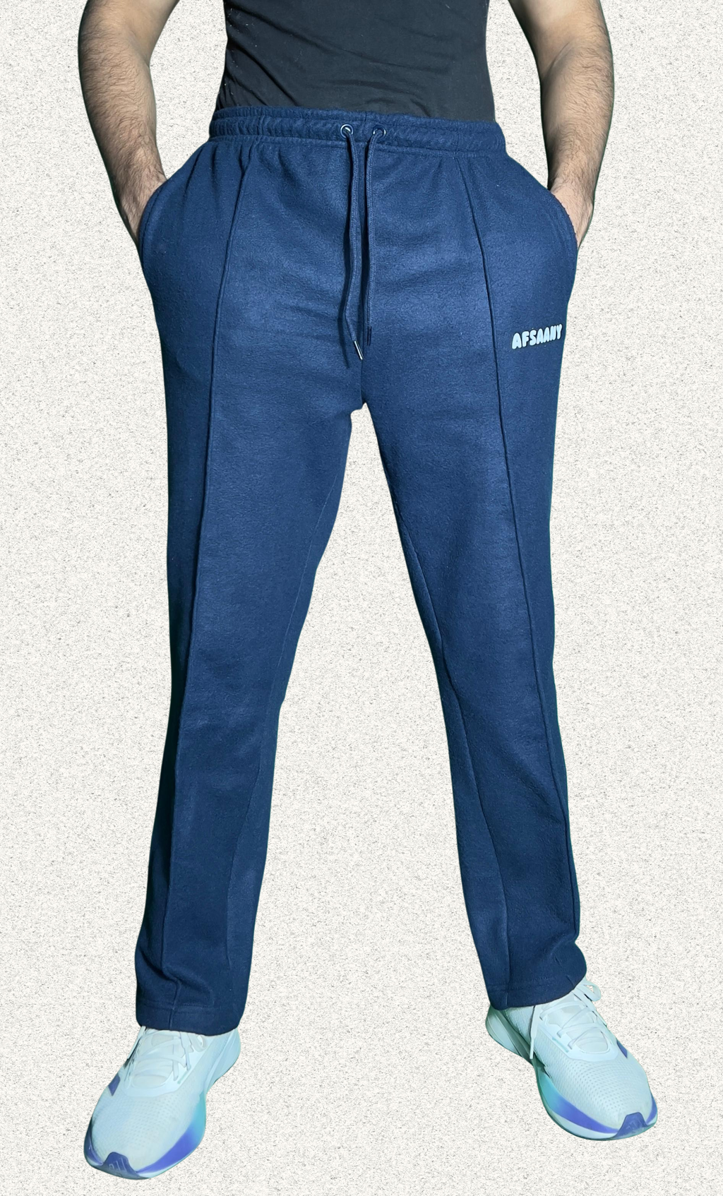 Straight Fit Pleated Navy Blue Trouser