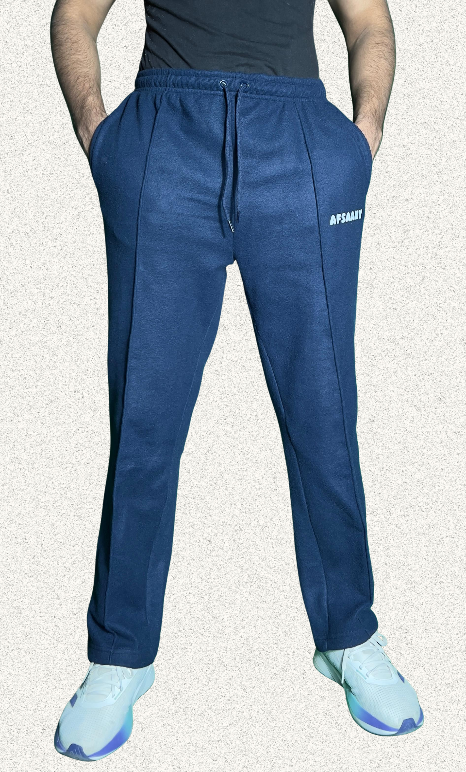 Straight Fit Pleated Navy Blue Trouser