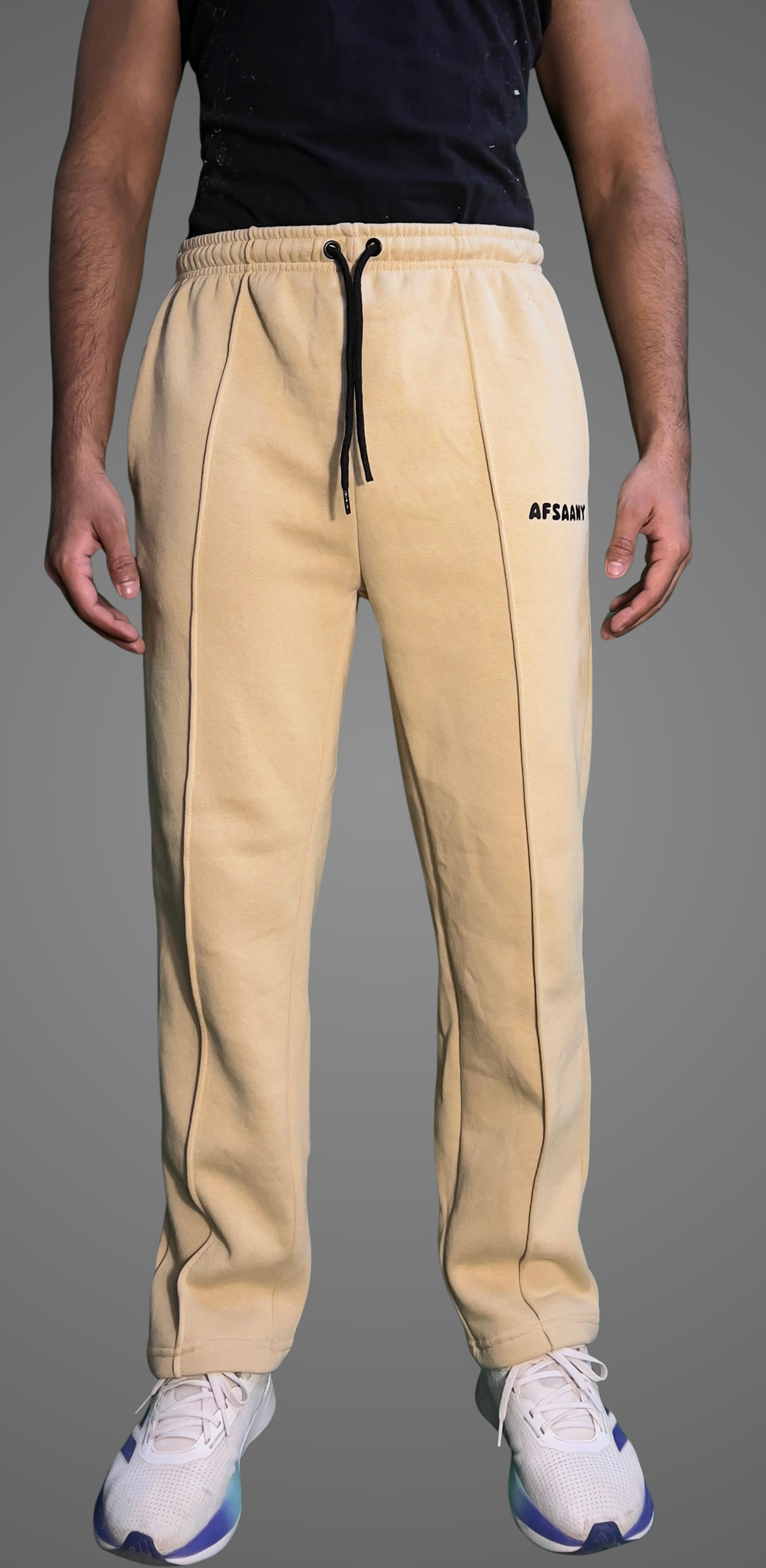 Straight Fit Pleated Stone Trouser