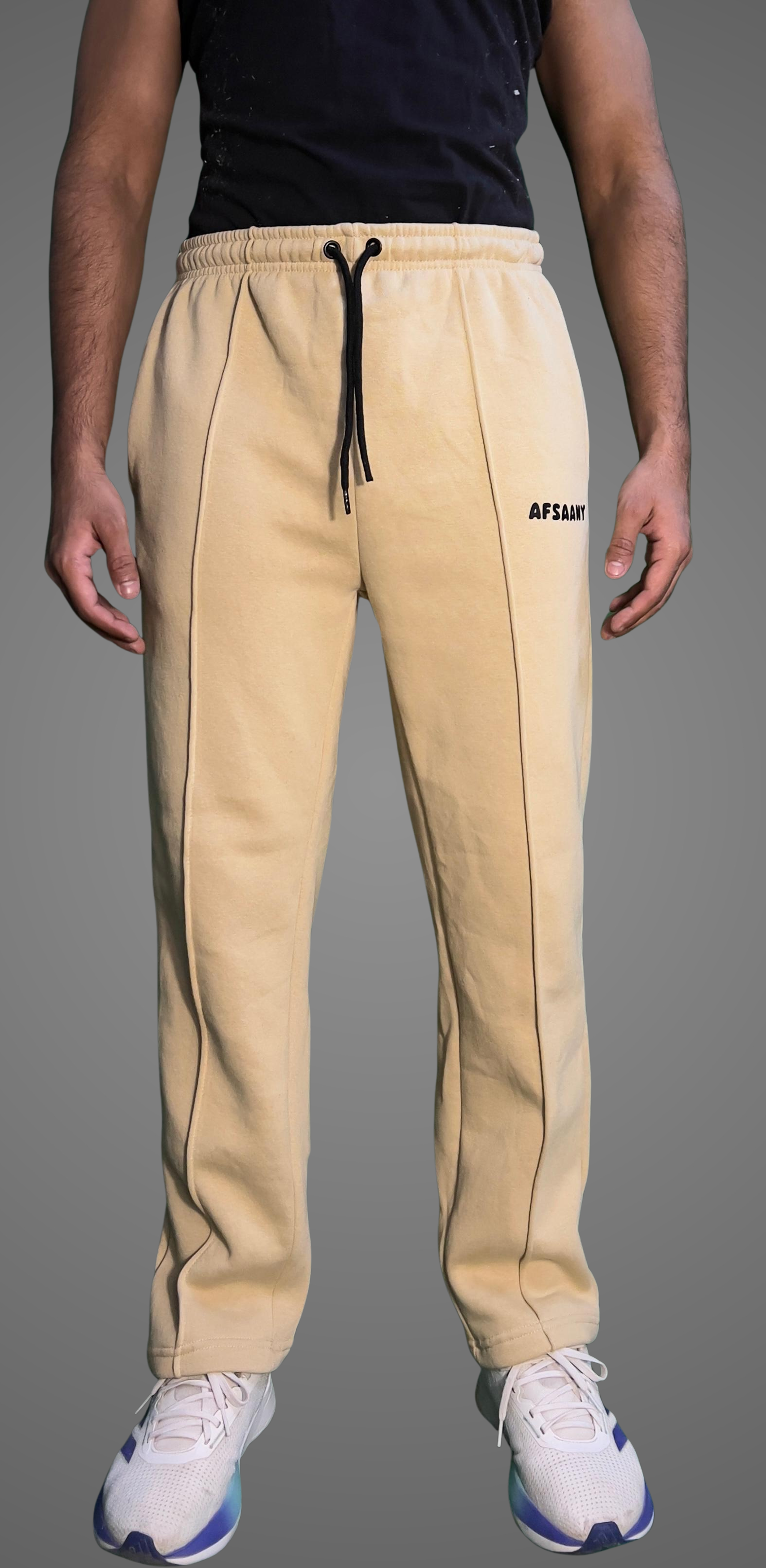 Straight Fit Pleated Stone Trouser