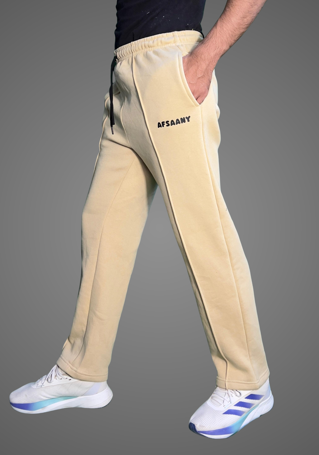 Straight Fit Pleated Stone Trouser