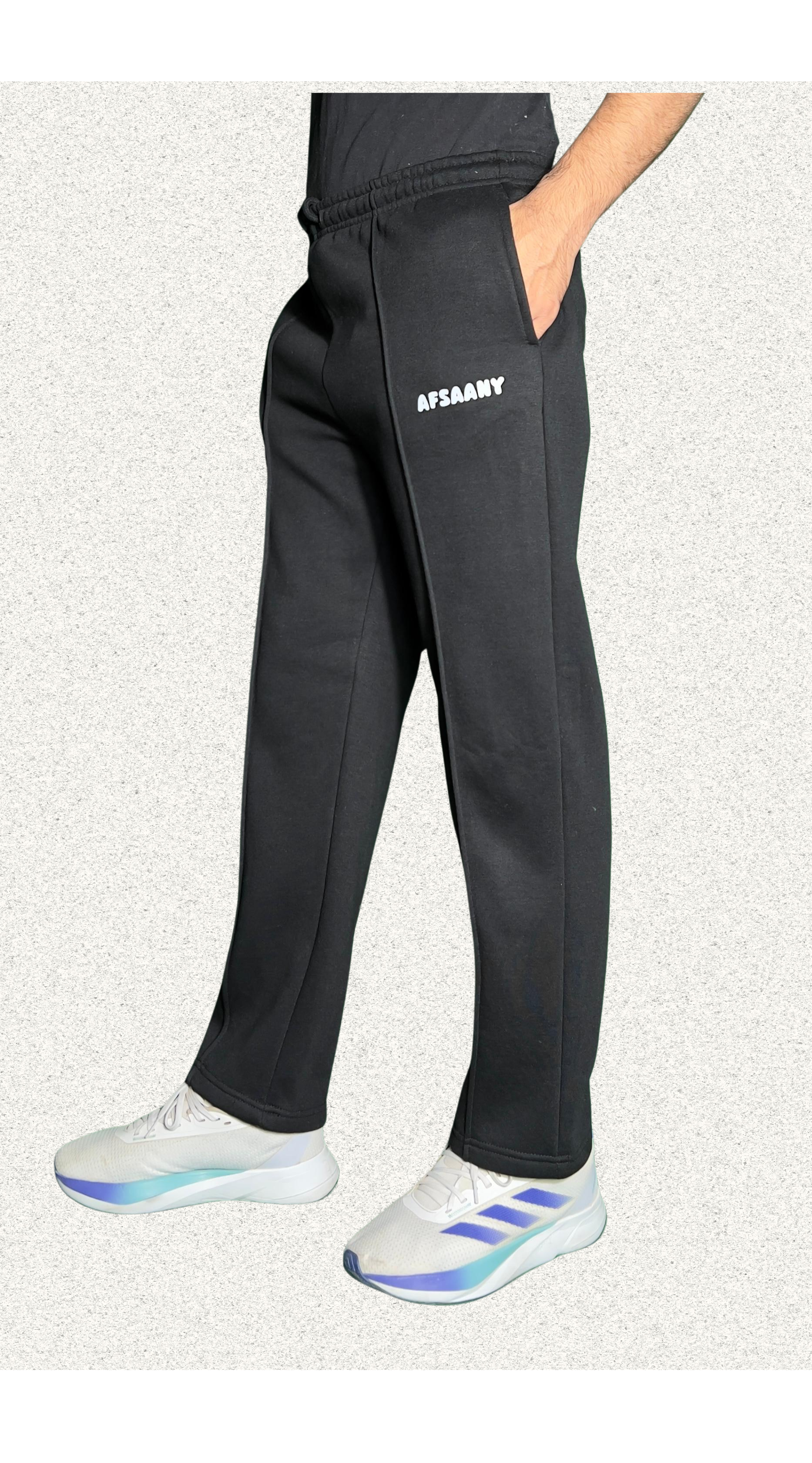 Straight Fit Pleated Black Trouser