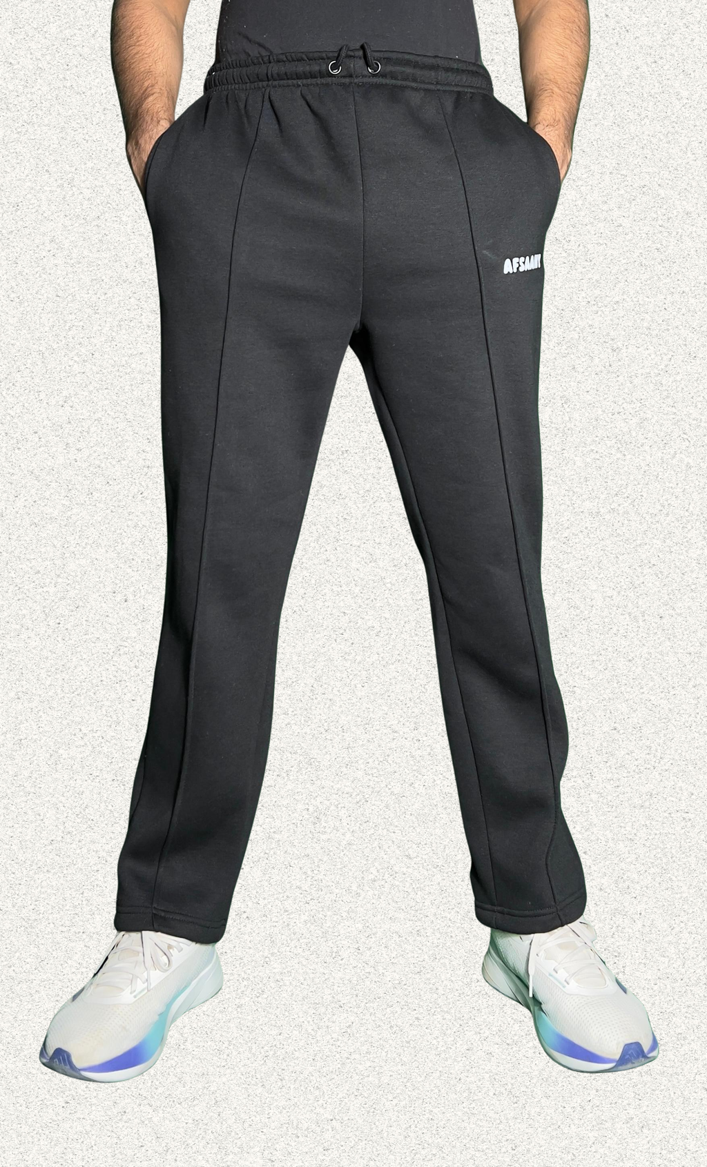 Straight Fit Pleated Black Trouser