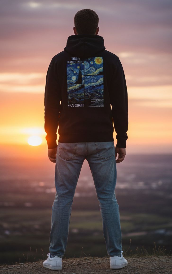 Starry Night Black Oversized Hoodie